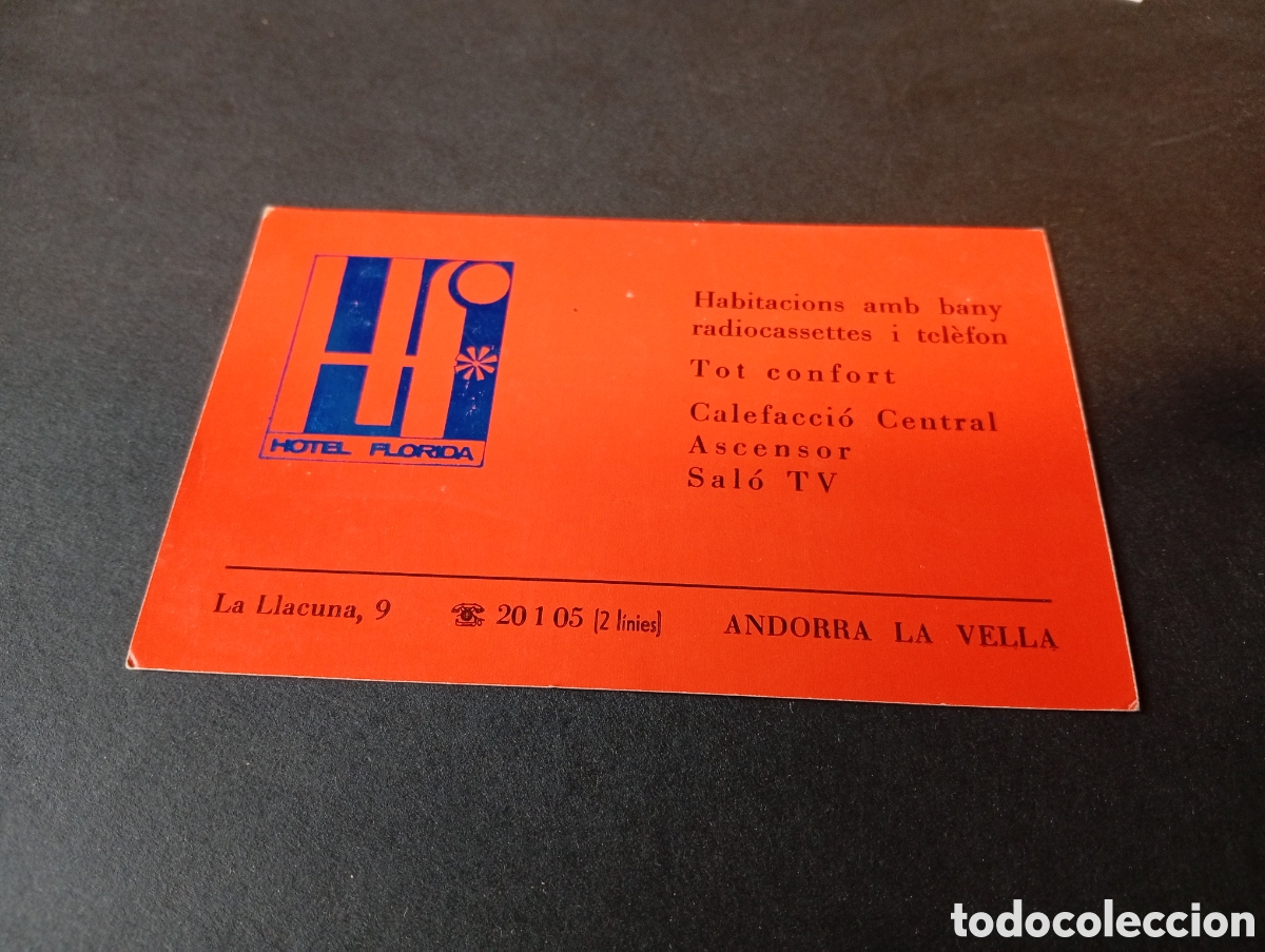 Otros Art&iacute;culos de Coleccionismo en Papel: Tarjeta visita Hotel Florida, Andorra