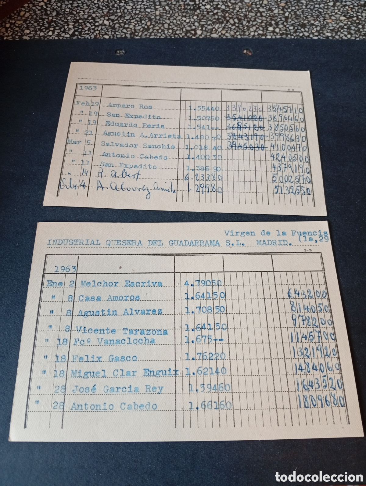 Otros Art&iacute;culos de Coleccionismo en Papel: Tarjetas contabilidad de clientes, industria Queser&iacute;a del Guadarrama 1963