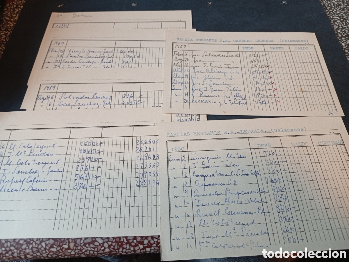 Otros Art&iacute;culos de Coleccionismo en Papel: Tarjeta contabilidad de clientes Garc&iacute;a Hermanos S.A. Gahesa,Ledrada, Salamanca 1959-60