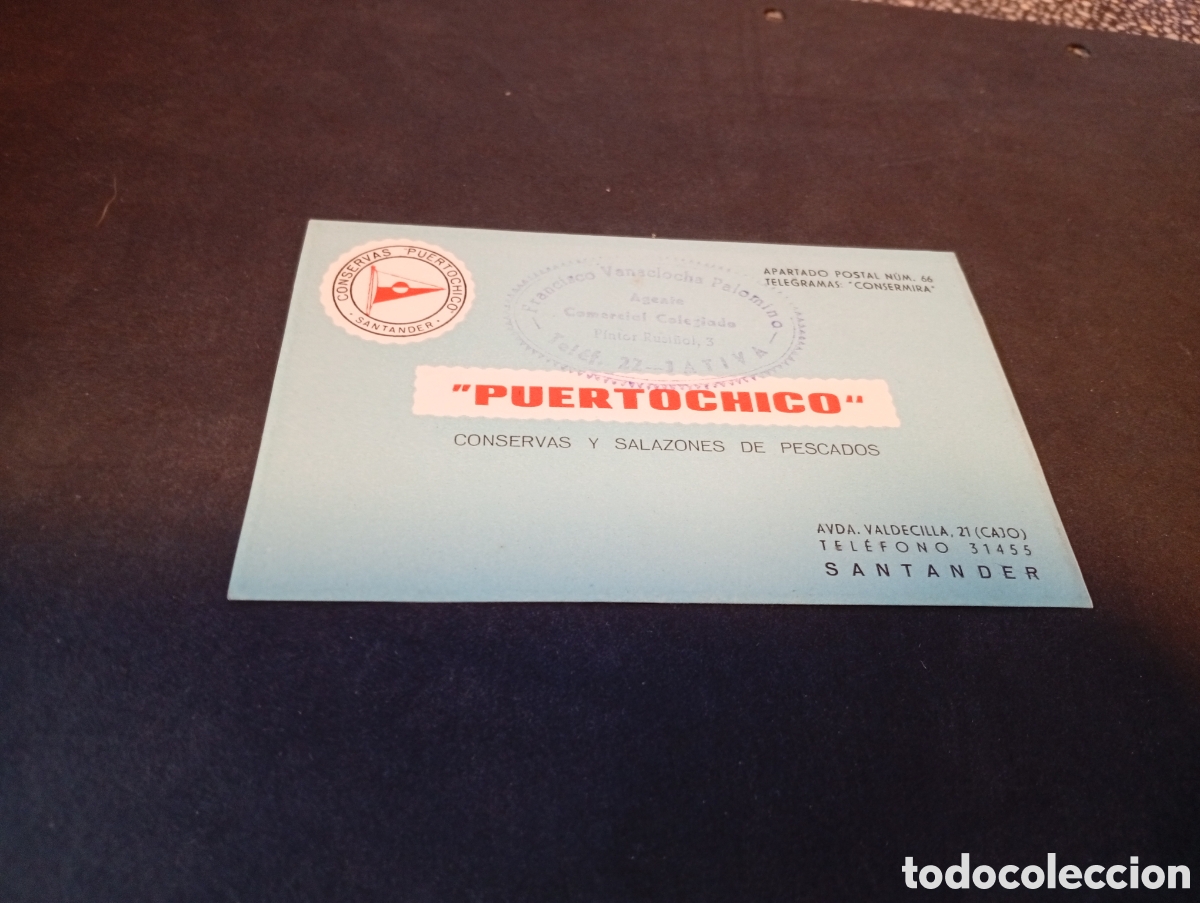 Otros Art&iacute;culos de Coleccionismo en Papel: Tarjeta conservas Puertochico, Santander