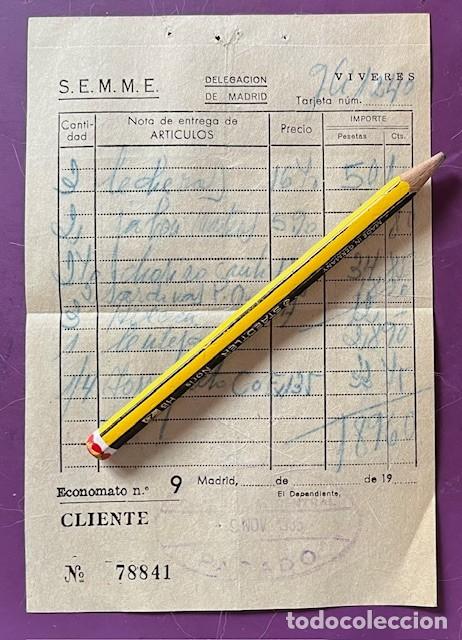 Otros Art&iacute;culos de Coleccionismo en Papel: RECIBO, FATURA DEL S.E.M.M.E., 1935 VIVERES DE LA DELEGACION DE MADRID
