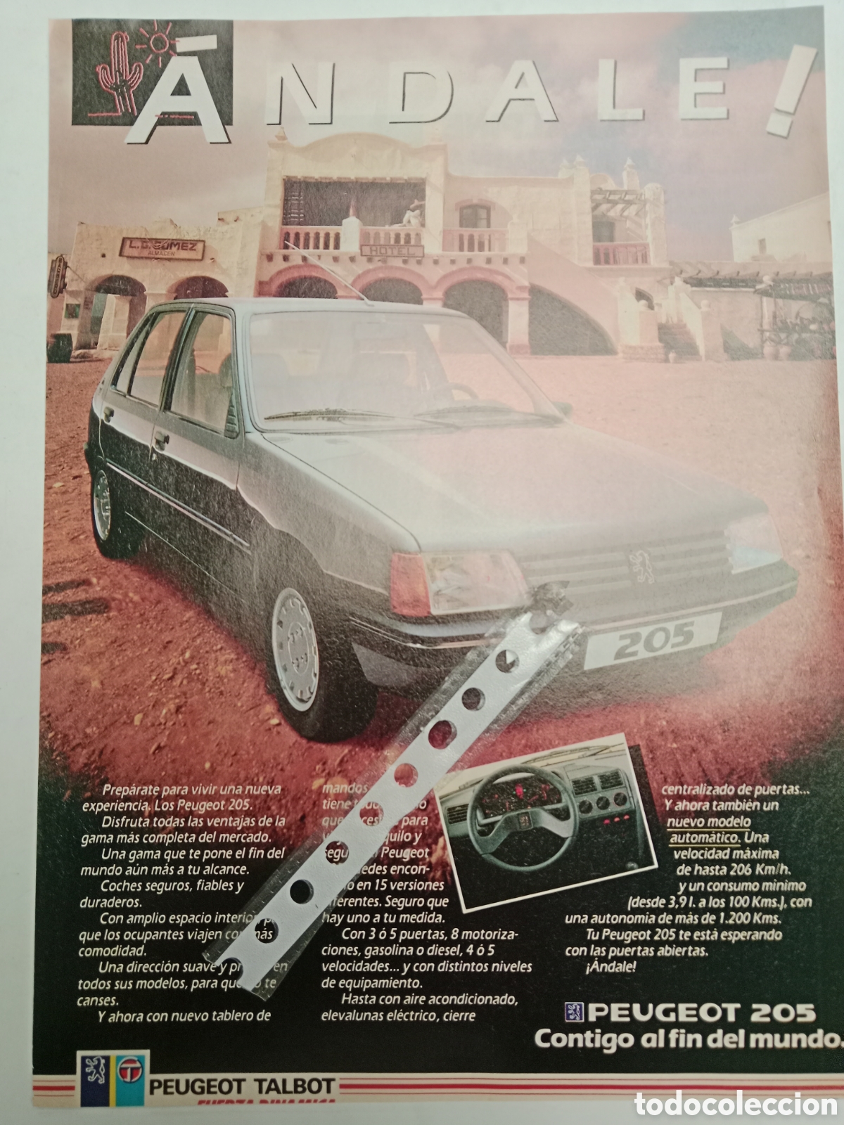 Otros Art&iacute;culos de Coleccionismo en Papel: Publicidad autom&oacute;vil Peugeot 205