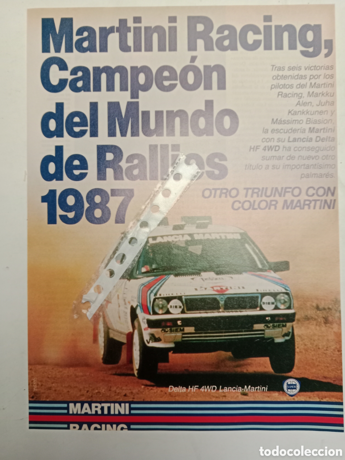 Otros Art&iacute;culos de Coleccionismo en Papel: Publicidad autom&oacute;vil lancia delta martini de 1987