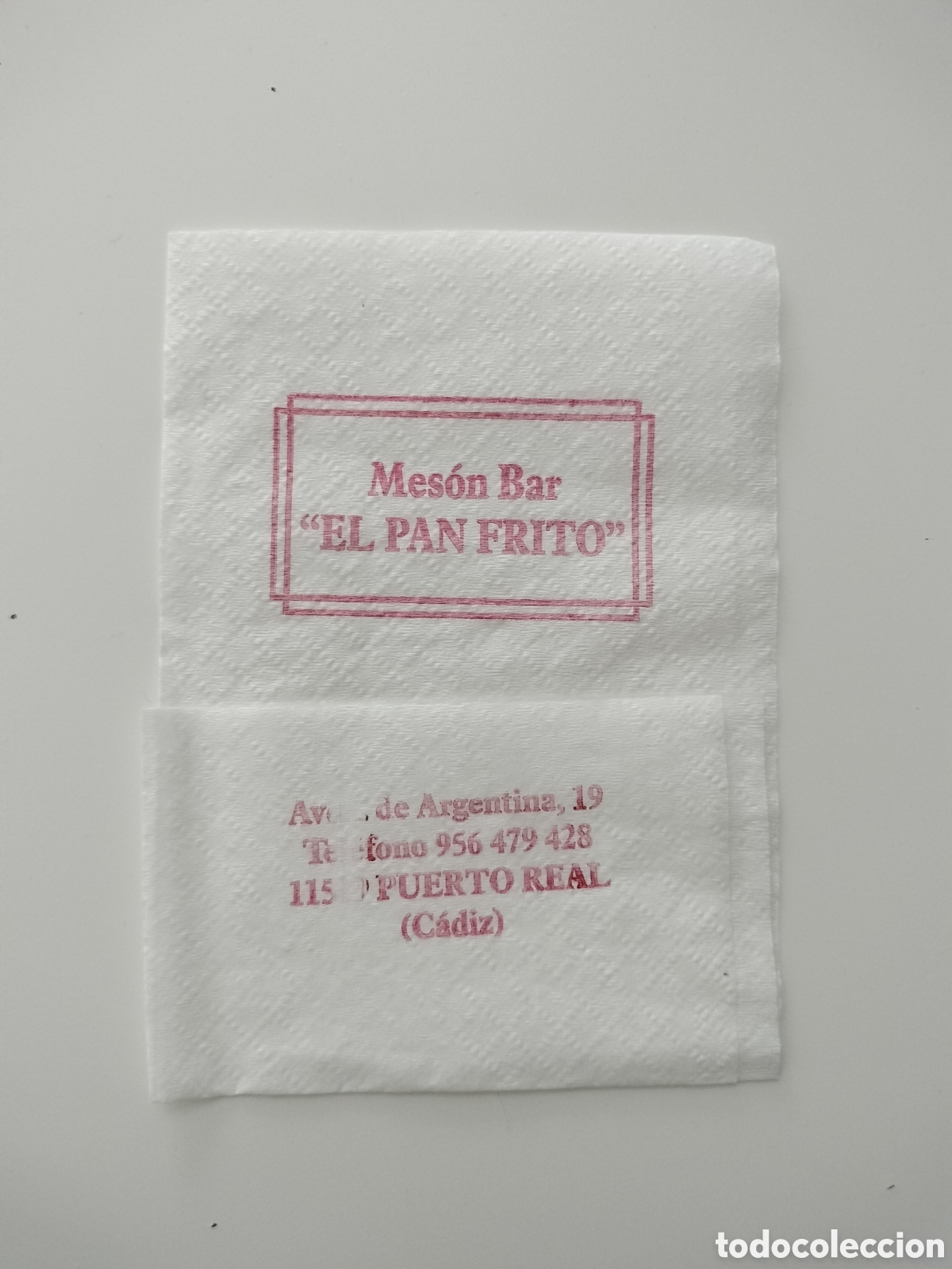 Otros Art&iacute;culos de Coleccionismo en Papel: SERVILETA DE PAPEL MESON BAR EL PAN FRITO PUERTO REAL C&Aacute;DIZ