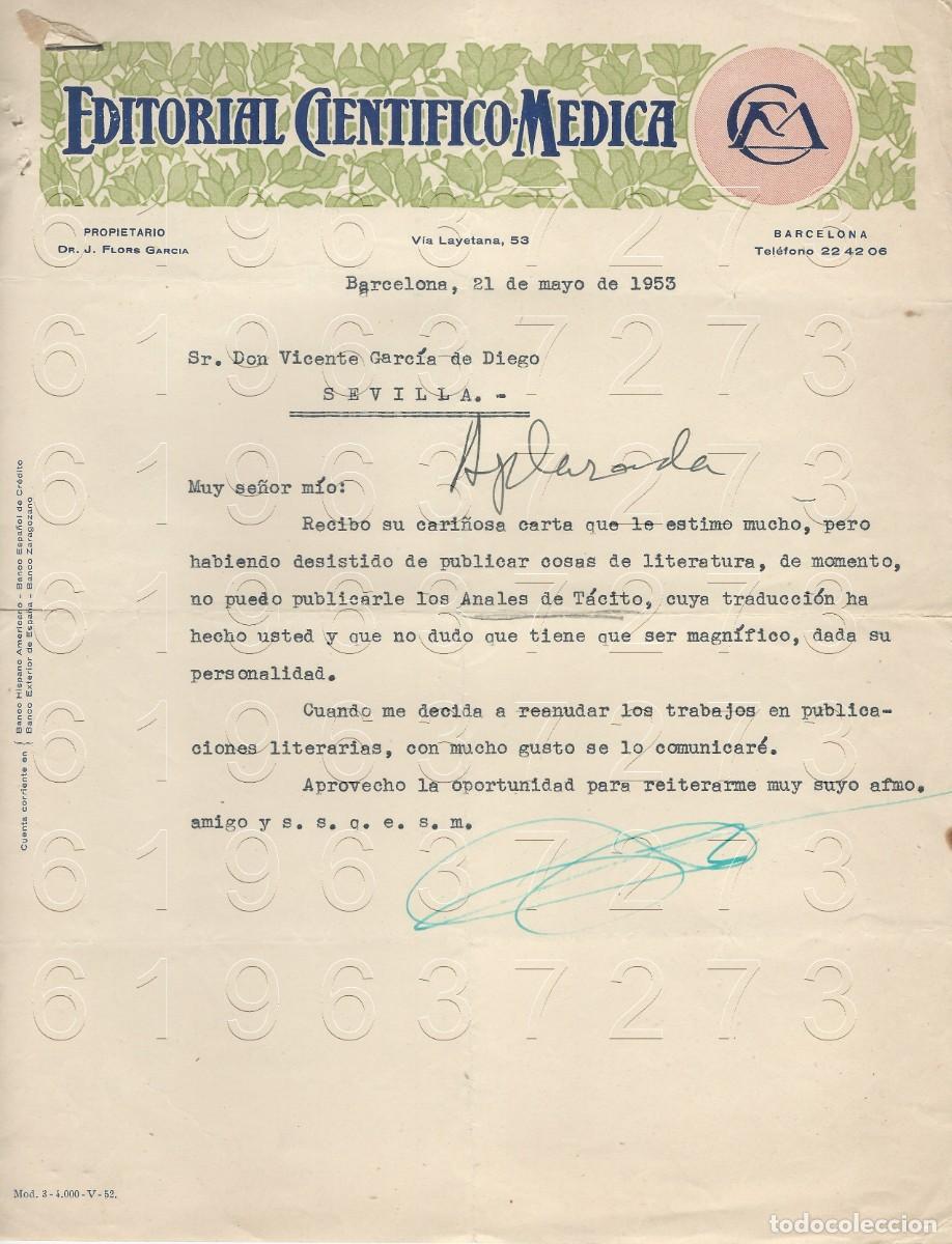 Otros Art&iacute;culos de Coleccionismo en Papel: EDITORIAL CIENTIFICO MEDICA 1953 CARTA VICENTE GARCIA DE DIEGO M3