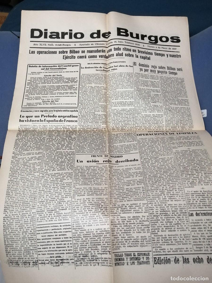 Otros Art&iacute;culos de Coleccionismo en Papel: FACS&Iacute;MIL PERI&Oacute;DICO DIARIO DE BURGOS 29 ABRIL 1937 4 MAYO GUERNIKA LEGI&Oacute;N CONDOR ALEMANA GUERRA CIVIL