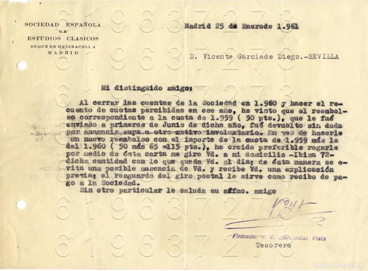 Paper Collecting Others: EUGENIO HERNANDEZ VISTA CARTA 1961 VICENTE GARCIA DE DIEGO 1945 M3