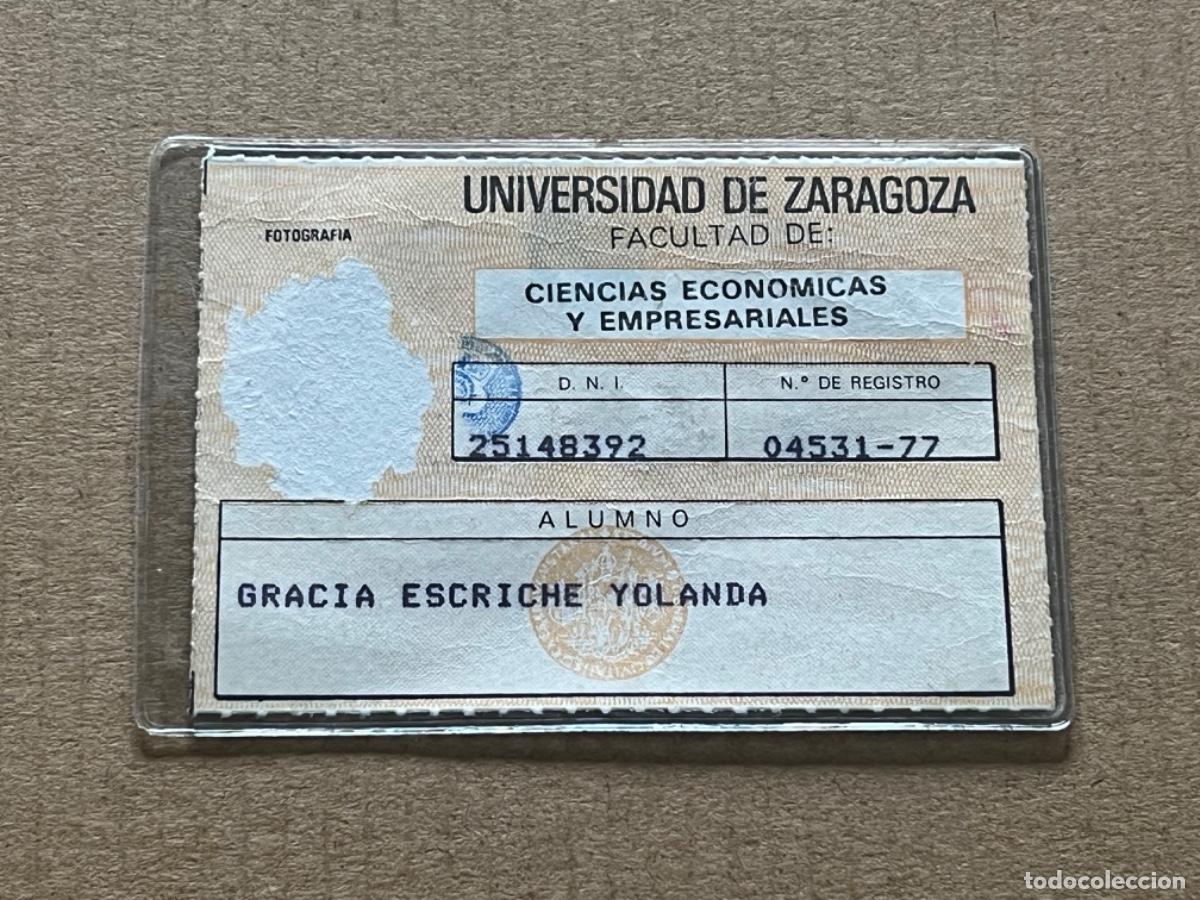Otros Art&iacute;culos de Coleccionismo en Papel: Tarjeta Carnet UNIVERSIDAD DE ZARAGOZA 1987 para colecci&oacute;n