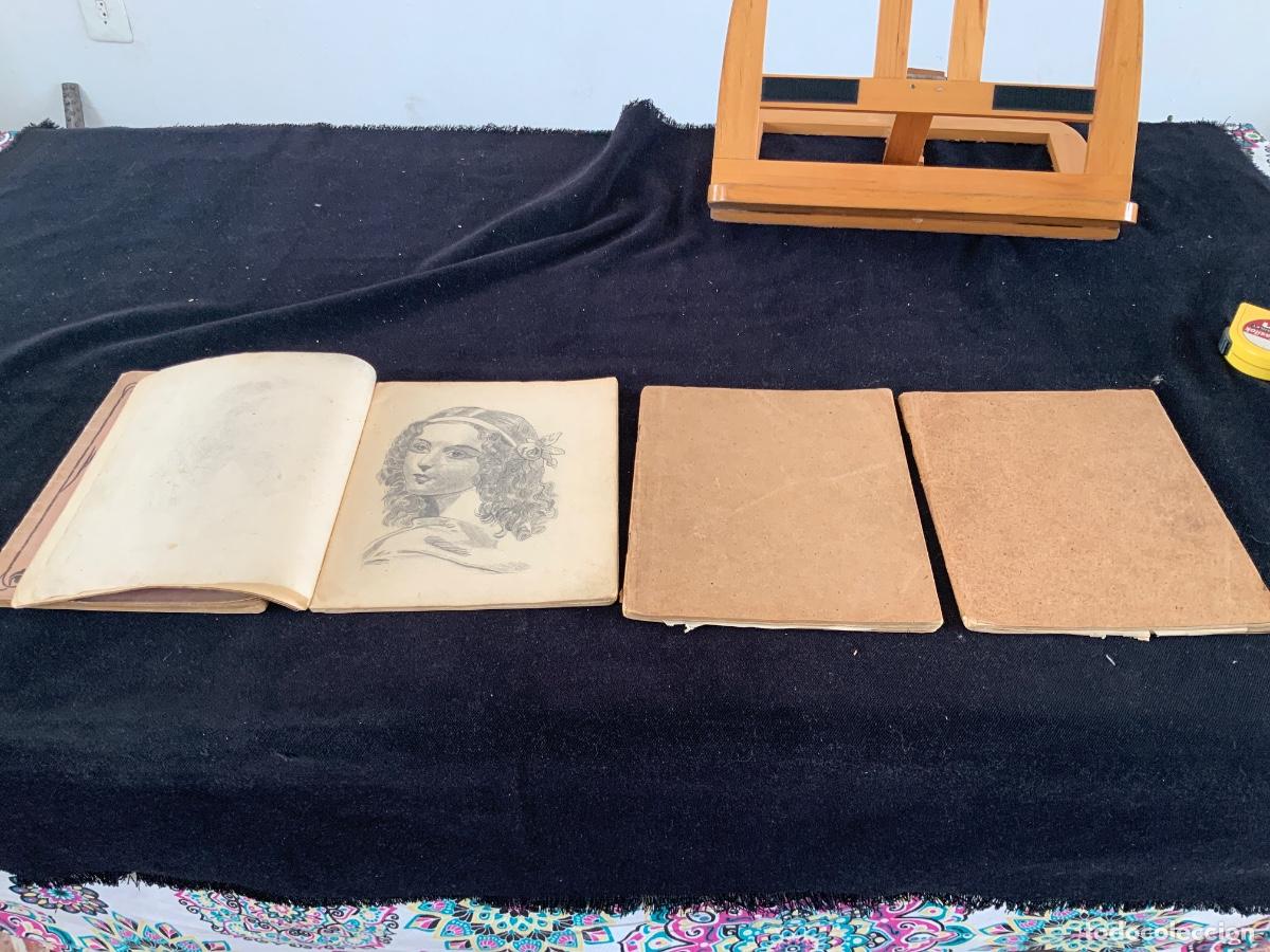 Otros Art&iacute;culos de Coleccionismo en Papel: Lote de 4 cuadernos con 60 dibujos aprox, a lapiz, aprendiz. Tama&ntilde;o 16,5x20,5cm. Siglo XIX.