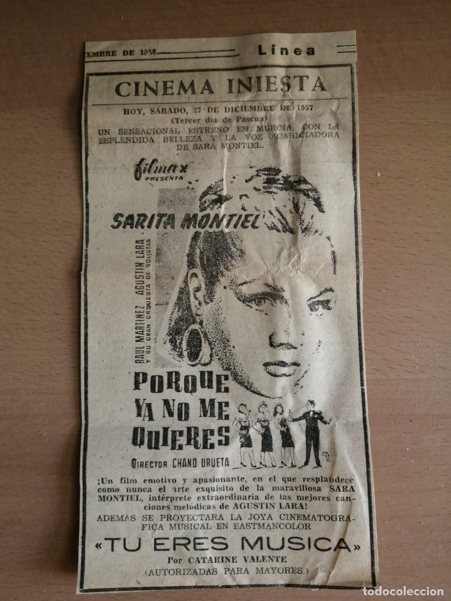 Otros Art&iacute;culos de Coleccionismo en Papel: RECORTE PRENSA ESTRENO CINE. PORQUE YA NO ME QUIERES (SARA MONTIEL)