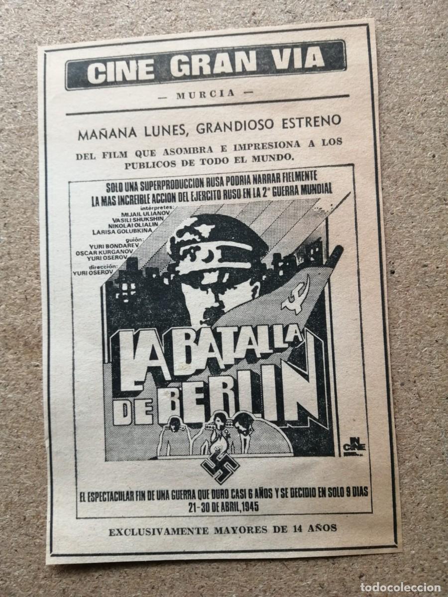 Otros Art&iacute;culos de Coleccionismo en Papel: RECORTE PRENSA ANUNCIO PELICULA. LA BATALLA DE BERLIN