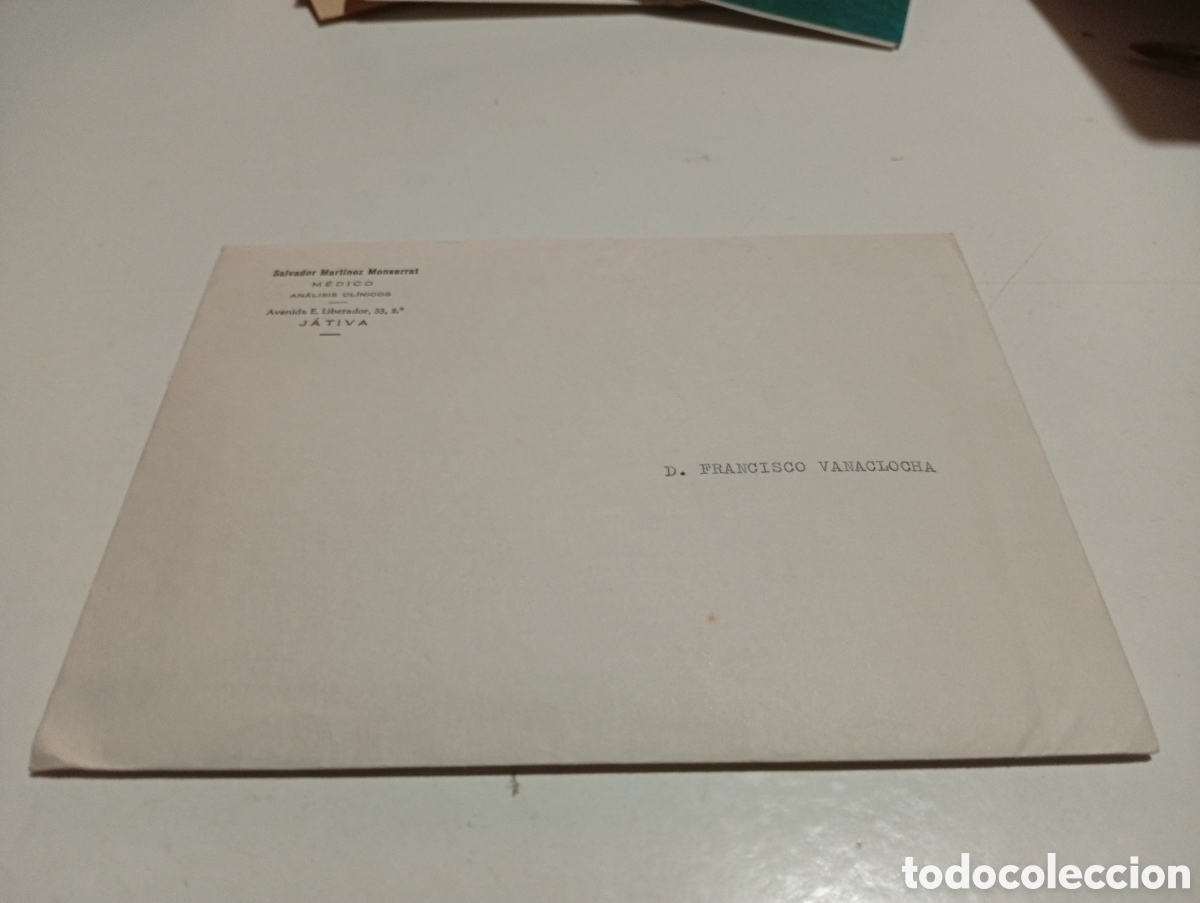 Otros Art&iacute;culos de Coleccionismo en Papel: Sobre Salvador Mart&iacute;nez Monserrat, m&eacute;dico an&aacute;lisis de sangre, J&aacute;tiva
