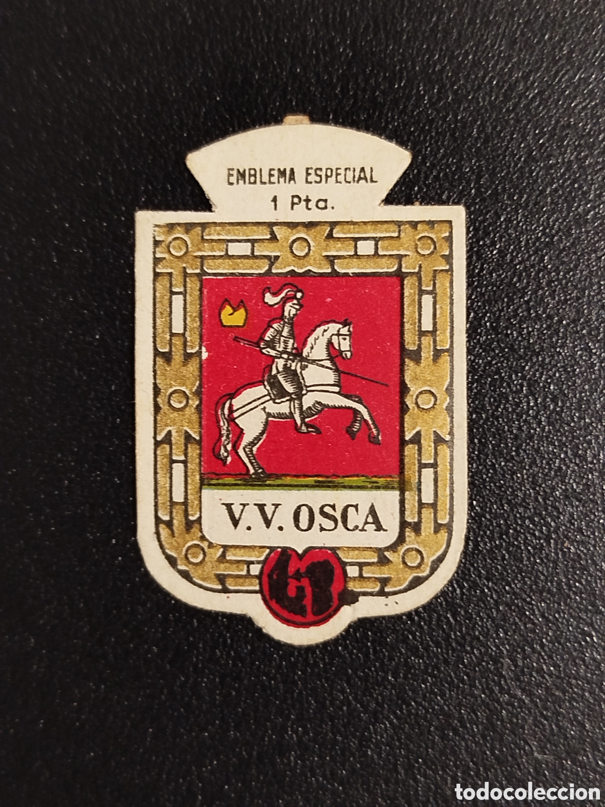 Otros Art&iacute;culos de Coleccionismo en Papel: EMBLEMA ESPECIAL HUESCA OSCA SERIE B 81 AUXILIO SOCIAL INSIGNIA CROMO SELLO ANTIGUO