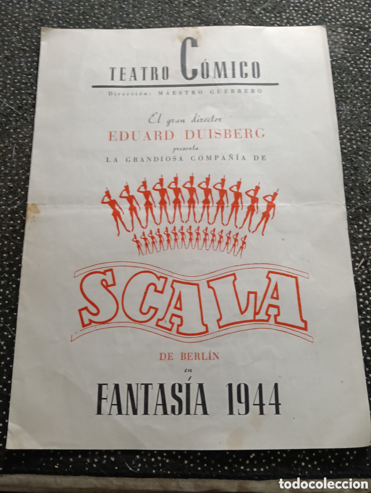 Otros Art&iacute;culos de Coleccionismo en Papel: Revista de 2 hojas Teatro C&oacute;mico SCALA DE BERL&Iacute;N EN FANTAS&Iacute;A 1944