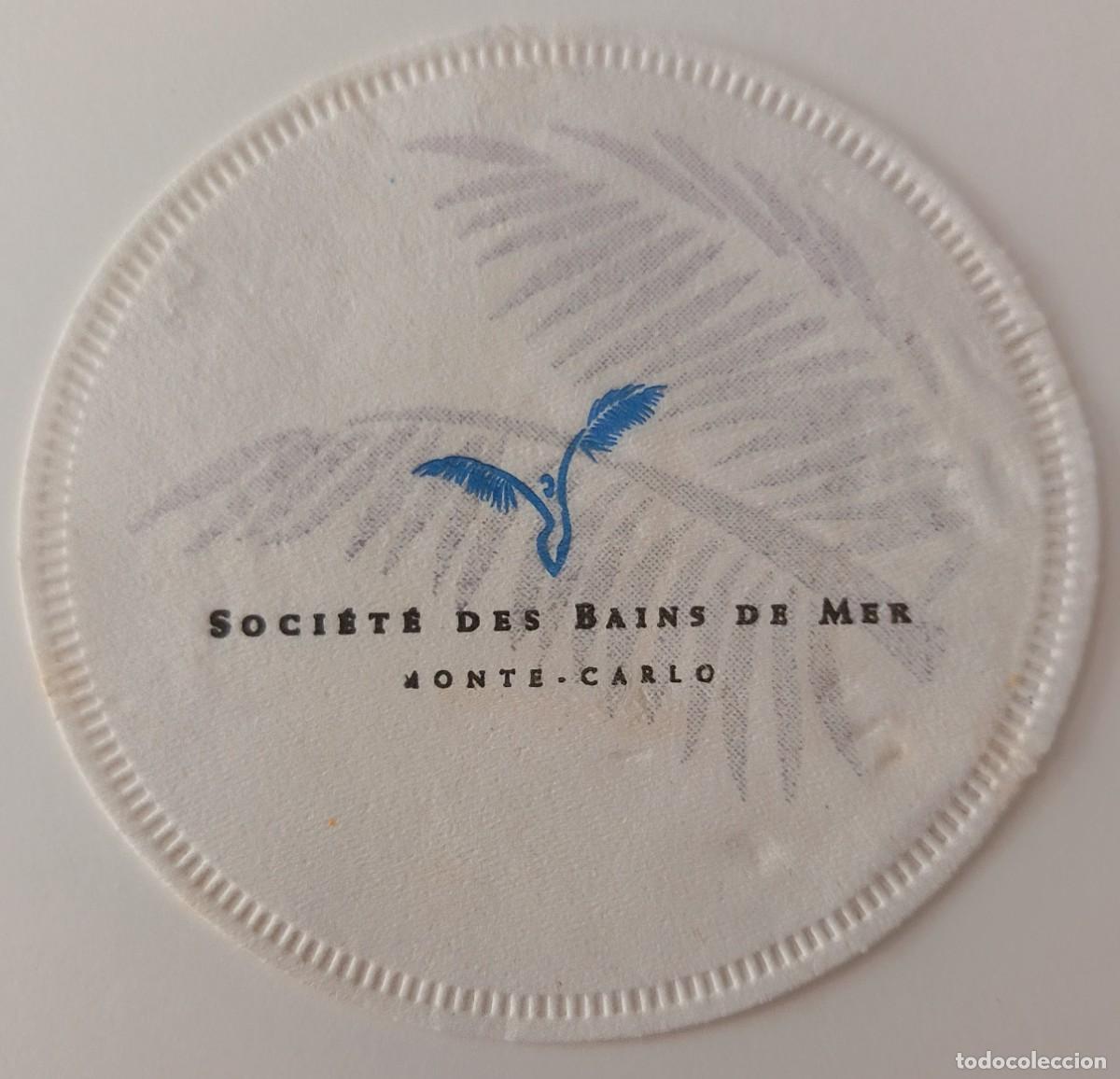Otros Art&iacute;culos de Coleccionismo en Papel: Posavasos. Redondo. Papel tela. Societe Des Bains de Mer. ( Monte Carlo )