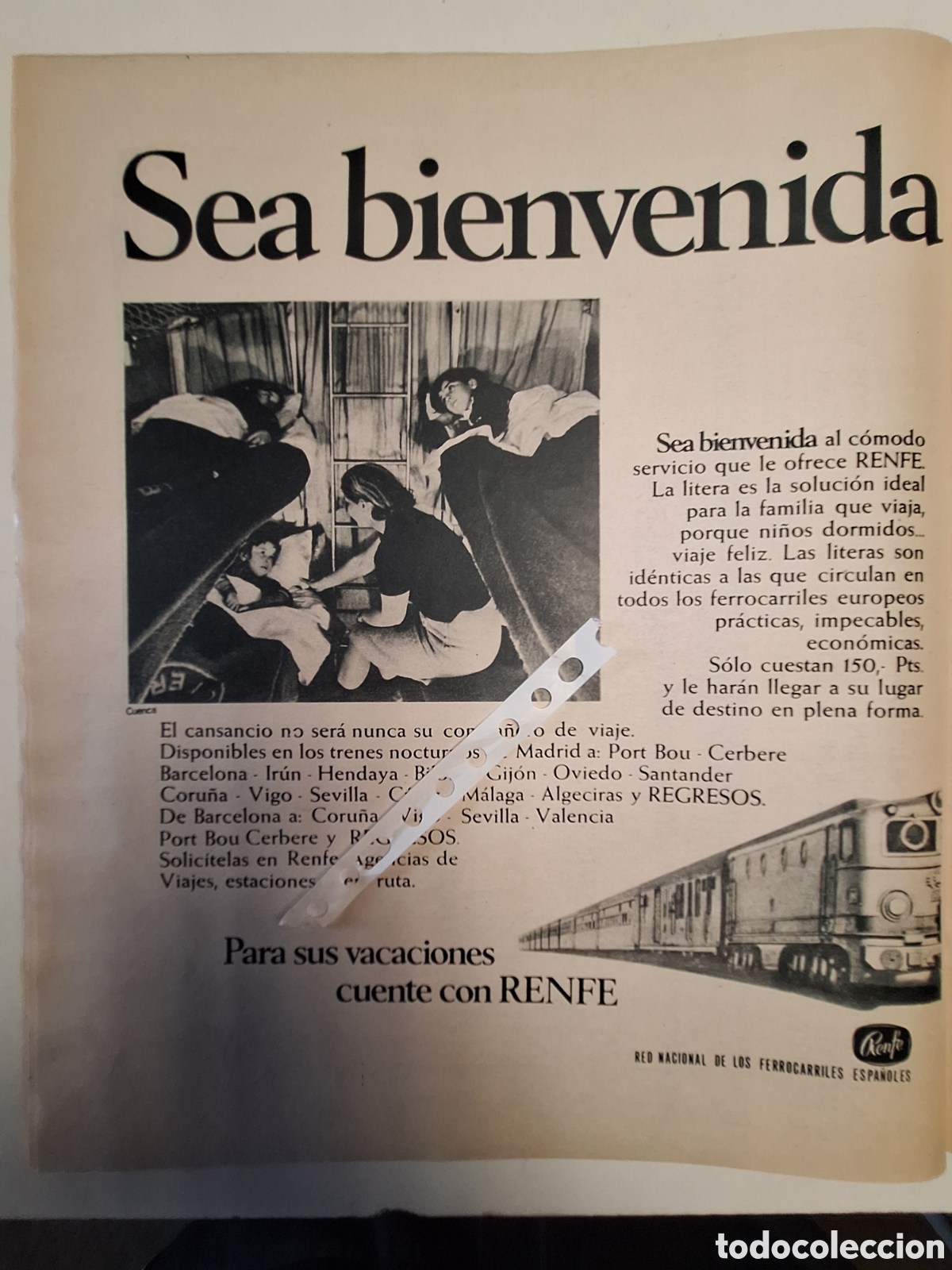 Otros Art&iacute;culos de Coleccionismo en Papel: Publicidad ferrocarril renfe de 1968