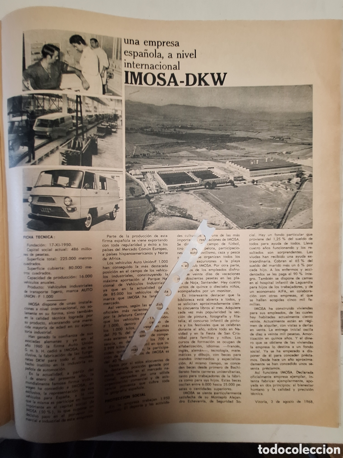Otros Art&iacute;culos de Coleccionismo en Papel: Reportaje furgoneta dkw imosa de 1968