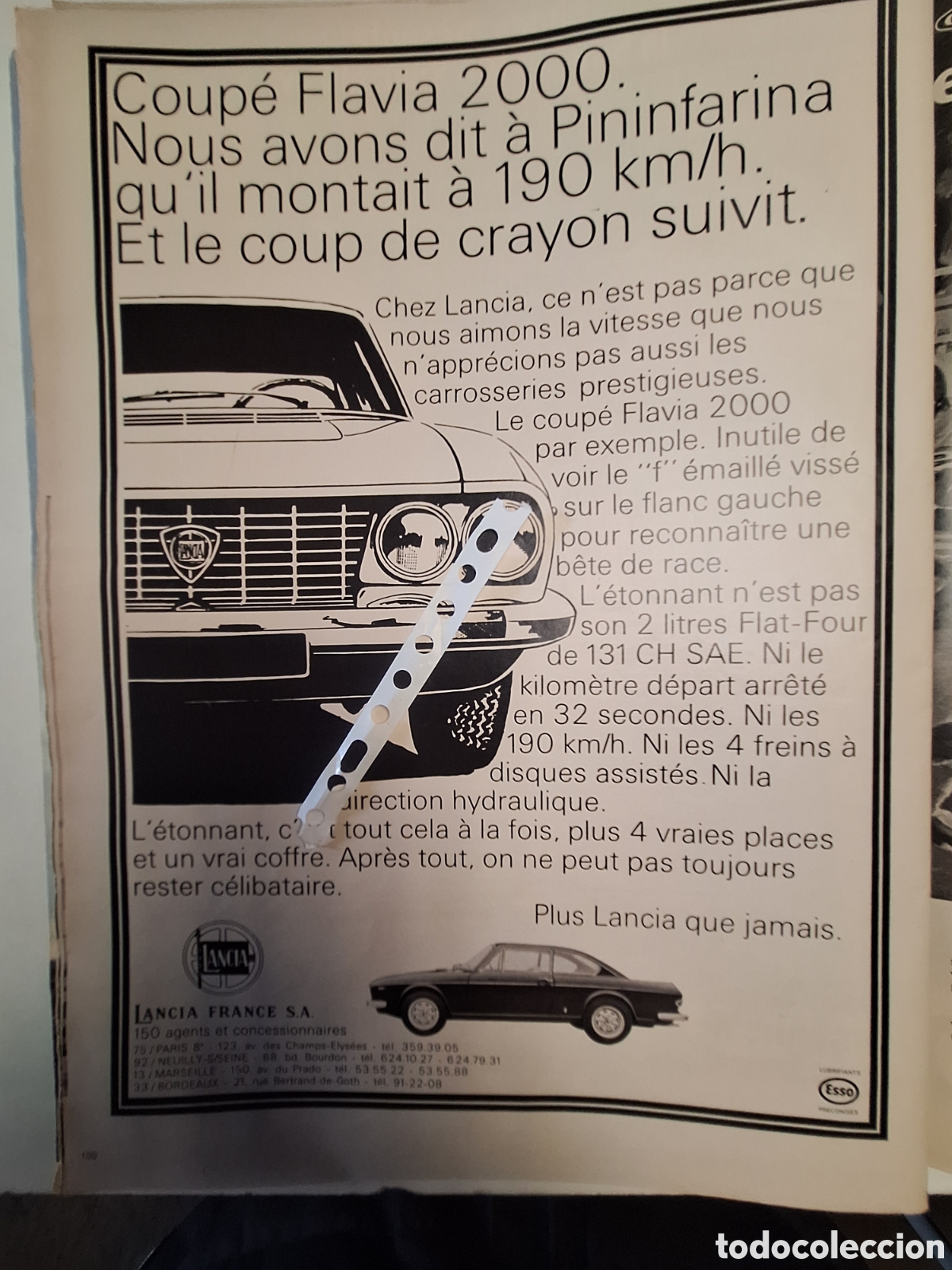 Otros Art&iacute;culos de Coleccionismo en Papel: Publicidad autom&oacute;vil lancia flavia de 1970