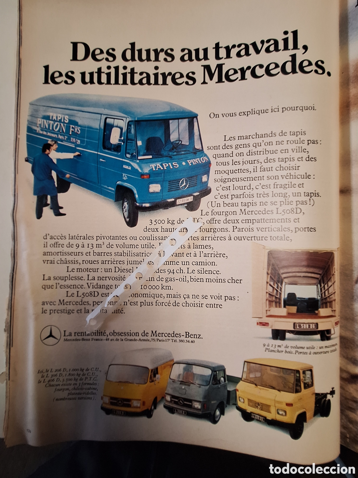 Otros Art&iacute;culos de Coleccionismo en Papel: Publicidad furgoneta Mercedes benz de 1972