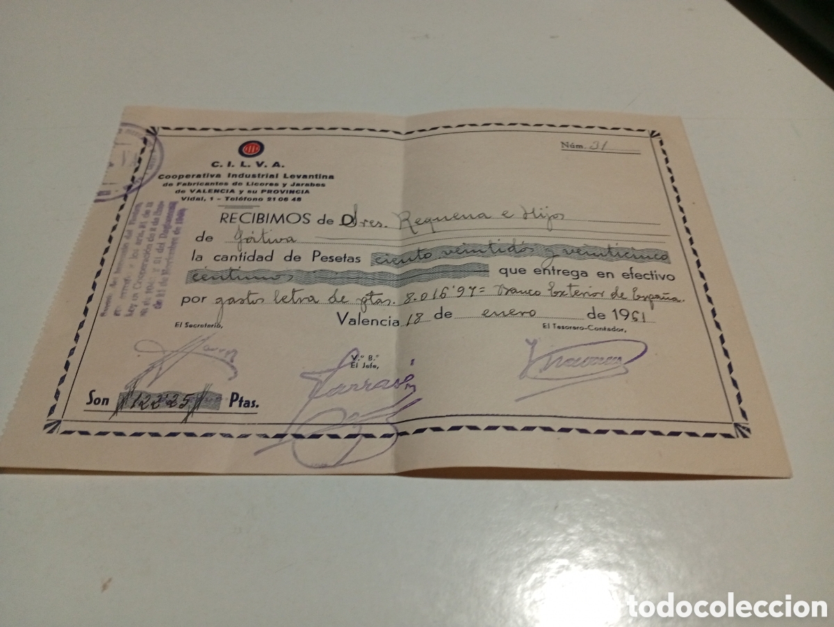 Otros Art&iacute;culos de Coleccionismo en Papel: C.I.L.V.A. Fabricantes de licores y Jarabes Valencia 1961