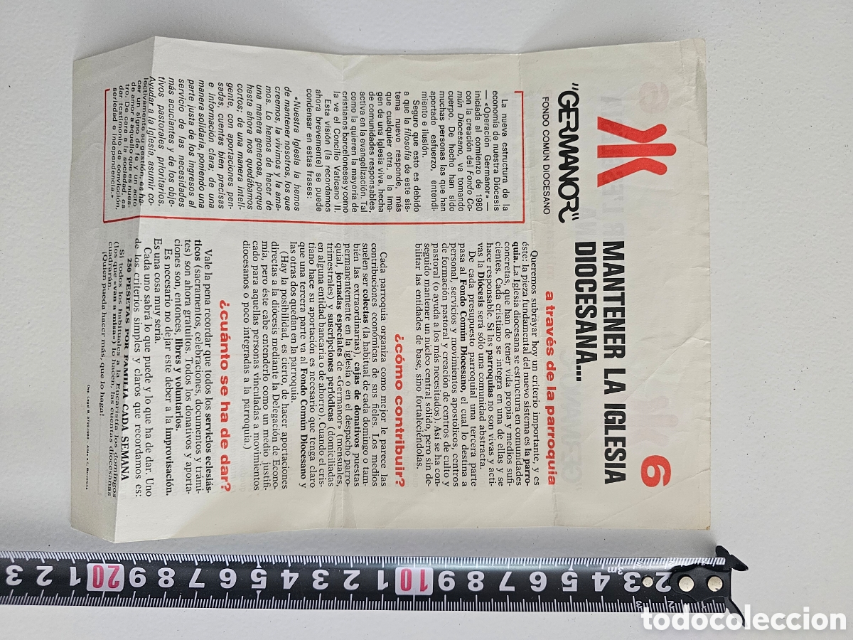 Otros Art&iacute;culos de Coleccionismo en Papel: Hoja propaganda Germanor Fons Com&uacute; Dioces&agrave; 1980