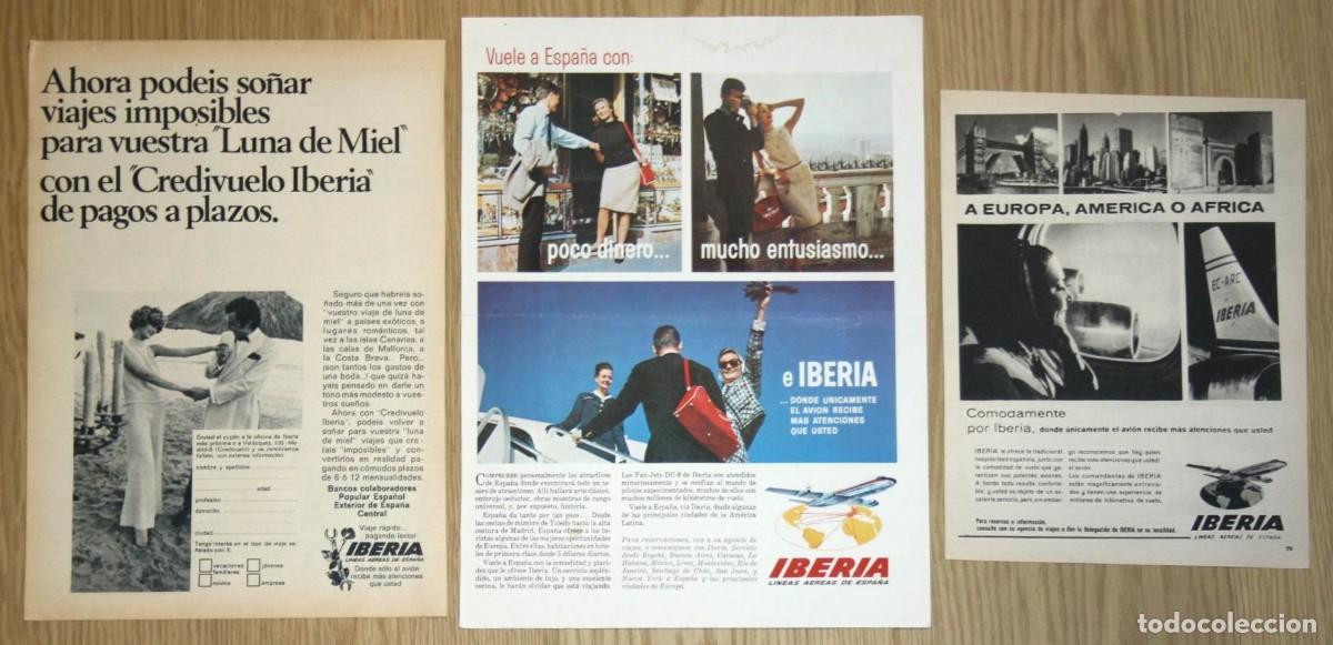 Otros Art&iacute;culos de Coleccionismo en Papel: IBERIA 3x Anuncios 1960s Original Adverts Aerolinea Avion Aviones Ads Publicidad Spain Espa&ntilde;a