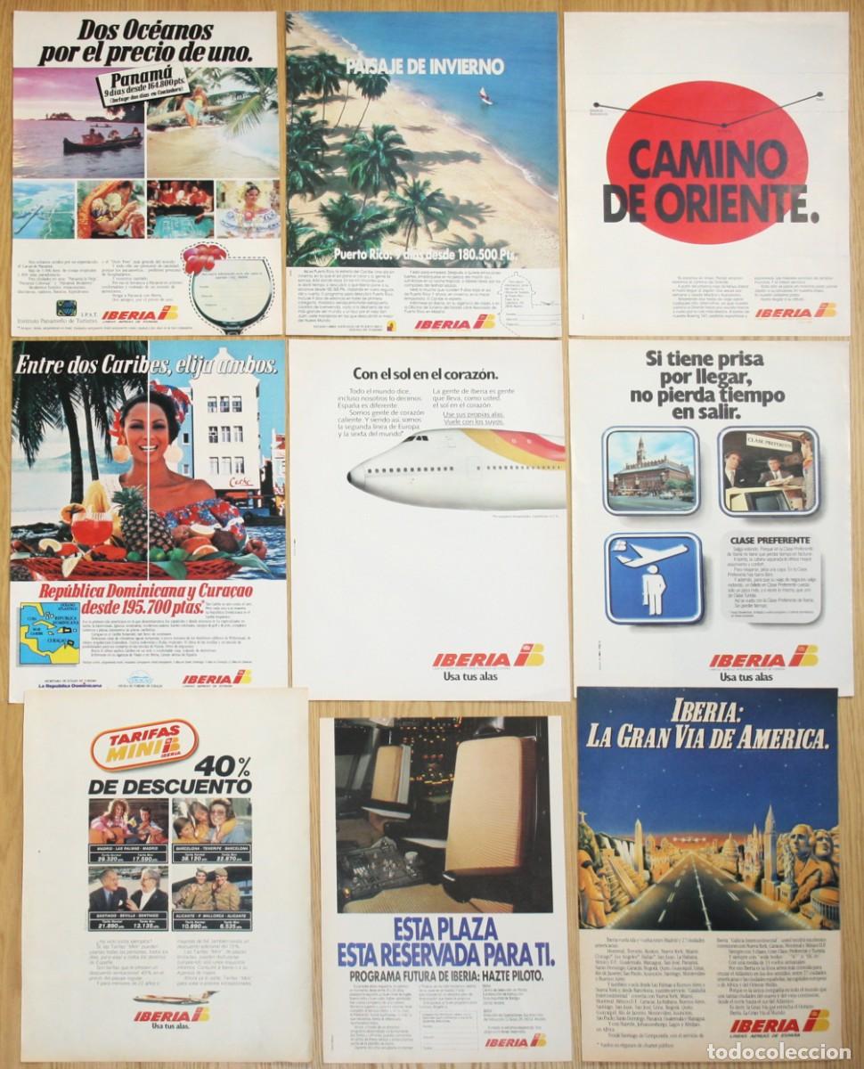 Otros Art&iacute;culos de Coleccionismo en Papel: IBERIA 9x Anuncios 1980s Spain Adverts Aerolinea Avion Aviones Ads Publicidad Espa&ntilde;a