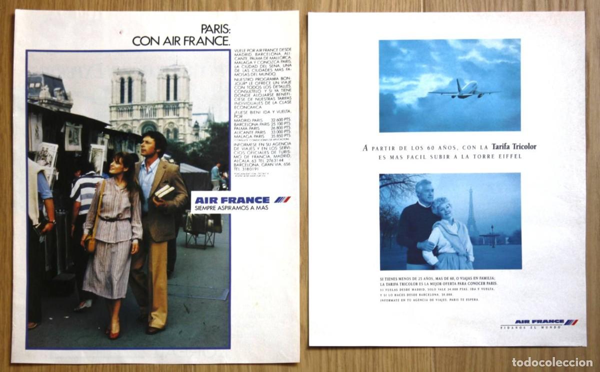 Otros Art&iacute;culos de Coleccionismo en Papel: AIR FRANCE 2x Anuncios 1980s/1990s Adverts Aerolinea plane Spain Ads Publicidad Espa&ntilde;a avion aviones
