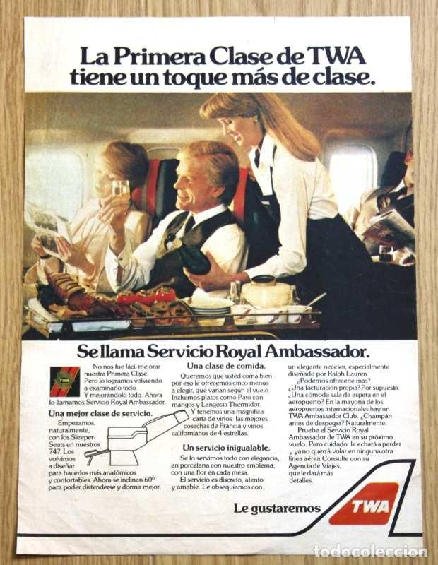 Otros Art&iacute;culos de Coleccionismo en Papel: TWA Trans World Airlines 1982 Original Advert Spain AD Publicidad Anuncio promo avion aviones