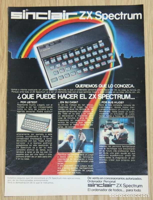 Otros Art&iacute;culos de Coleccionismo en Papel: SINCLAIR ZX SPECTRUM 1983 Original Advert Spain AD Publicidad Anuncio Computer Ordenador