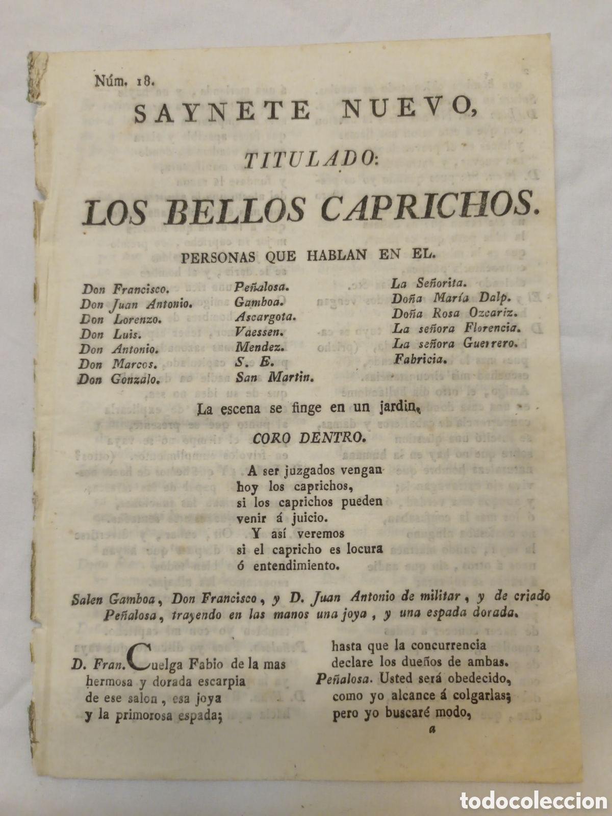 Otros Art&iacute;culos de Coleccionismo en Papel: PLIEGO DE CORDEL - ROMANCE - SAYNETE NUEVO - LOS BELLOS CAPRICHOS - PRINC SIGLO XIX - 14.50 X 20 CM