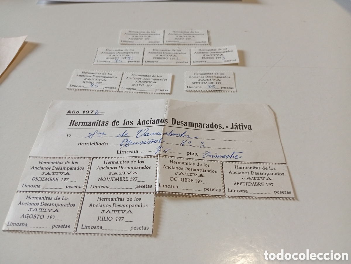 Otros Art&iacute;culos de Coleccionismo en Papel: Cupones o tikets limosna, Hermanitas de los Ancianos Desamparados J&aacute;tiva