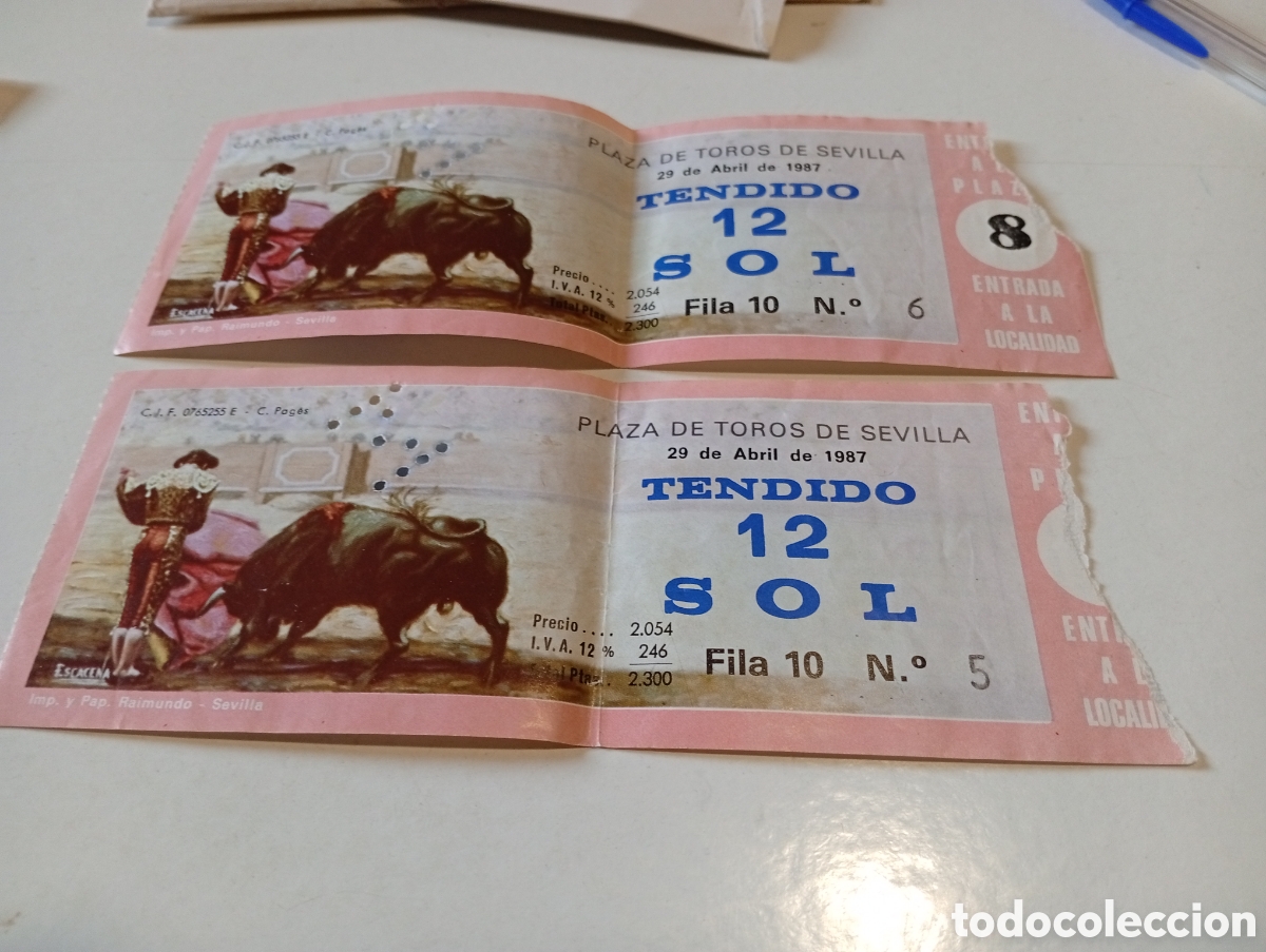 Otros Art&iacute;culos de Coleccionismo en Papel: Entradas plaza de toros de Sevilla 1987