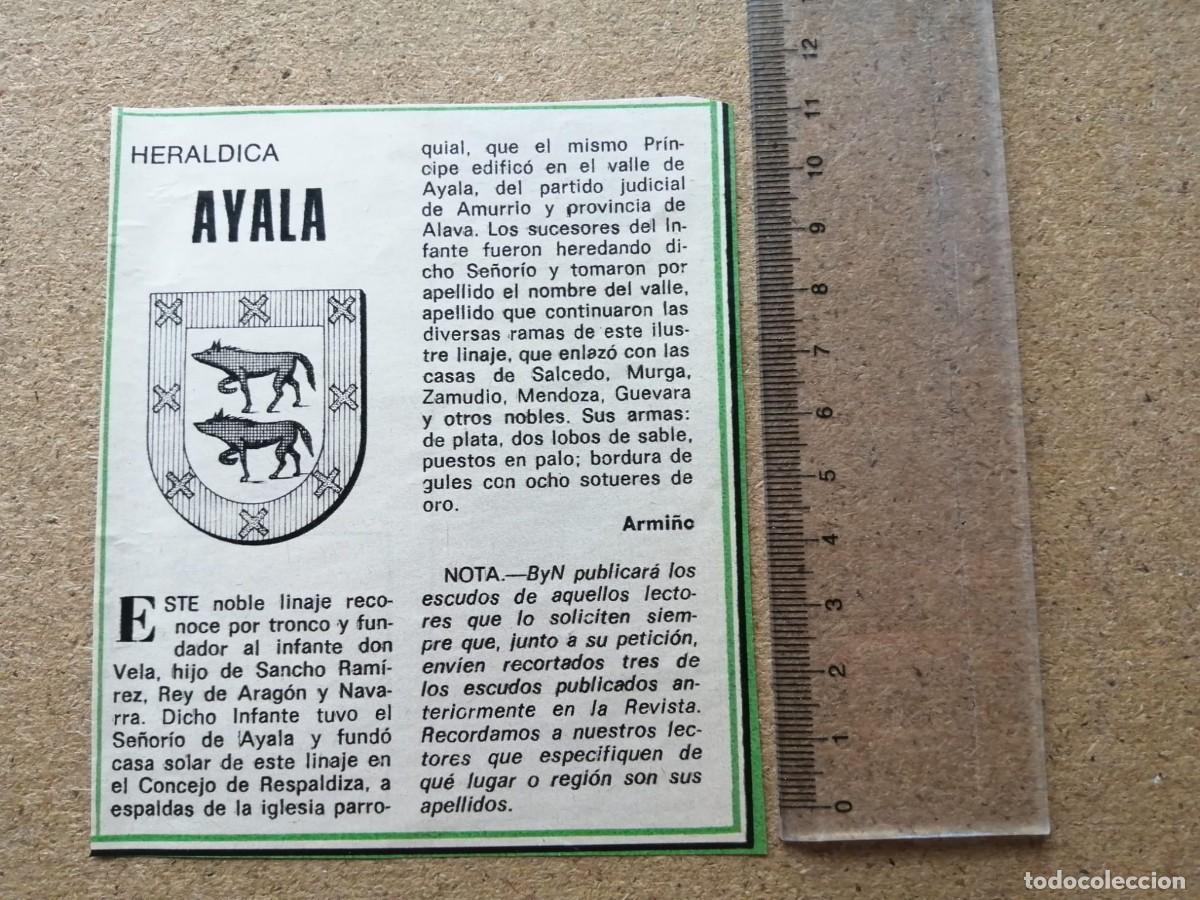 Otros Art&iacute;culos de Coleccionismo en Papel: RECORTE REVISTA. HERALDICA. APELLIDO AYALA