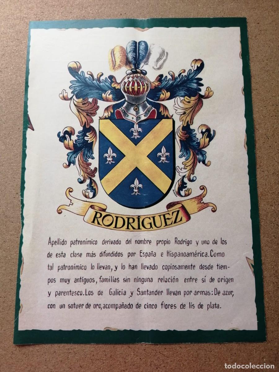 Otros Art&iacute;culos de Coleccionismo en Papel: LAMINA REVISTA. HERALDICA. APELLIDO RODRIGUEZ