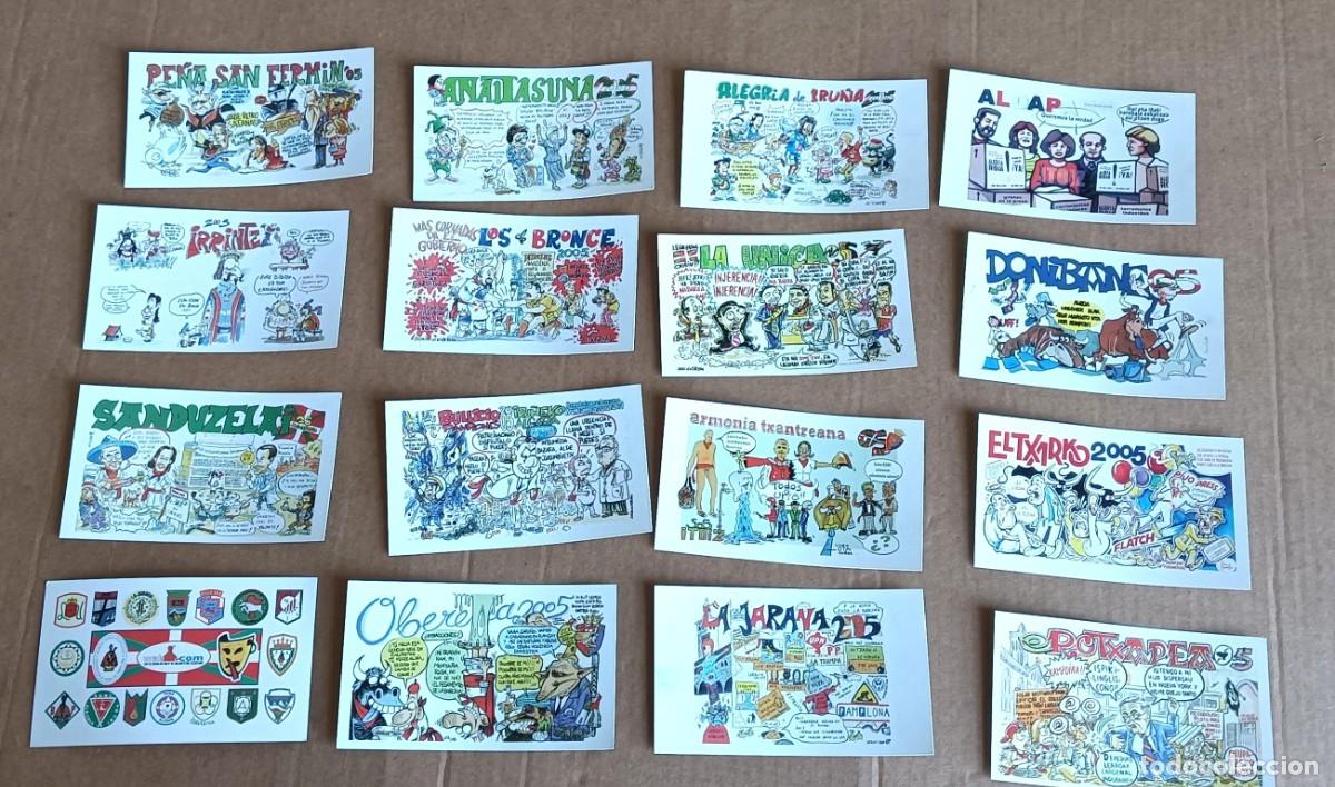 Otros Art&iacute;culos de Coleccionismo en Papel: 16 tarjetas pancartas de las Pe&ntilde;as fiesta de San Ferm&iacute;n 2005 - Iru&ntilde;a bizirik Multhiko alaiak&acute;05