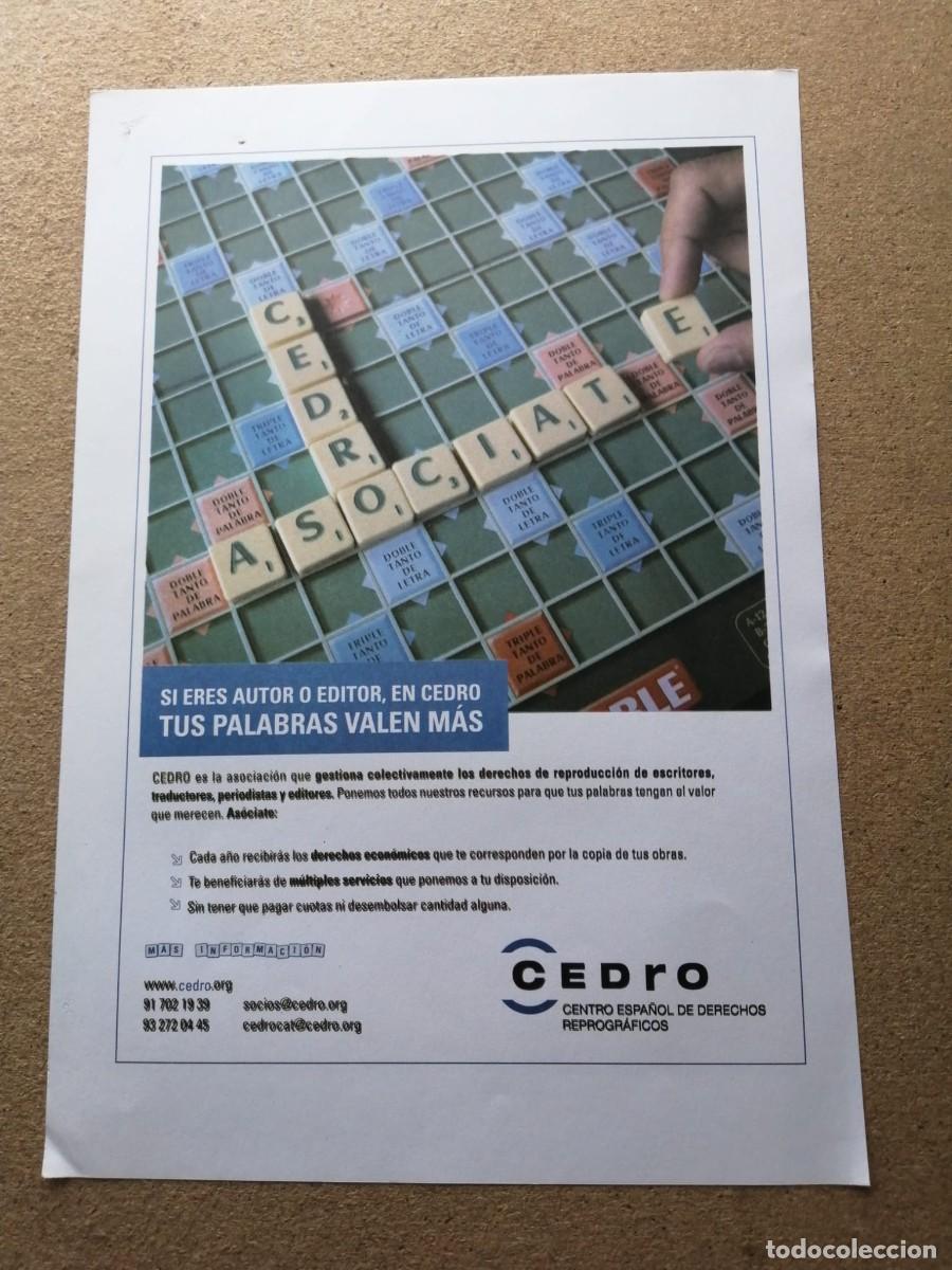 Otros Art&iacute;culos de Coleccionismo en Papel: ANUNCIO. CEDRO (CENTRO ESPA&Ntilde;OL DE DERECHOS REPROGRAFICOS)