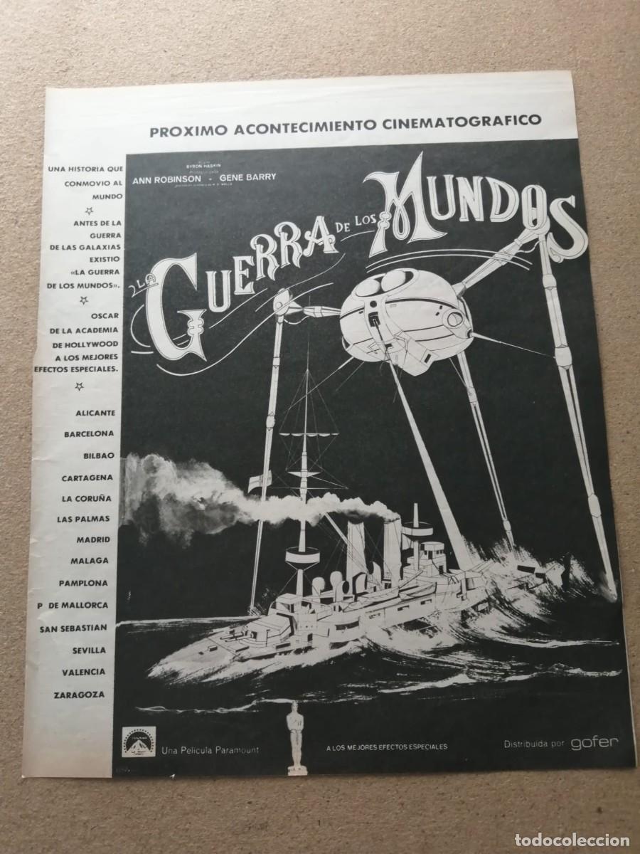 Otros Art&iacute;culos de Coleccionismo en Papel: ANUNCIO PELICULA. LA GUERRA DE LOS MUNDOS (BYRON HASKIN)