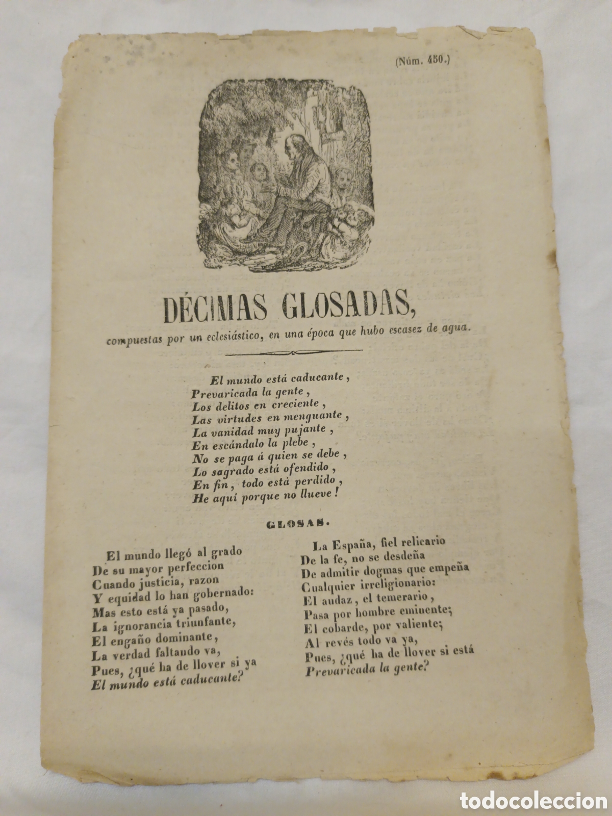 Otros Art&iacute;culos de Coleccionismo en Papel: PLIEGO DE CORDEL - ROMANCE - D&Eacute;CIMAS GLOSADAS - PRINCIPIOS SIGLO XIX - 15 X 22 CM