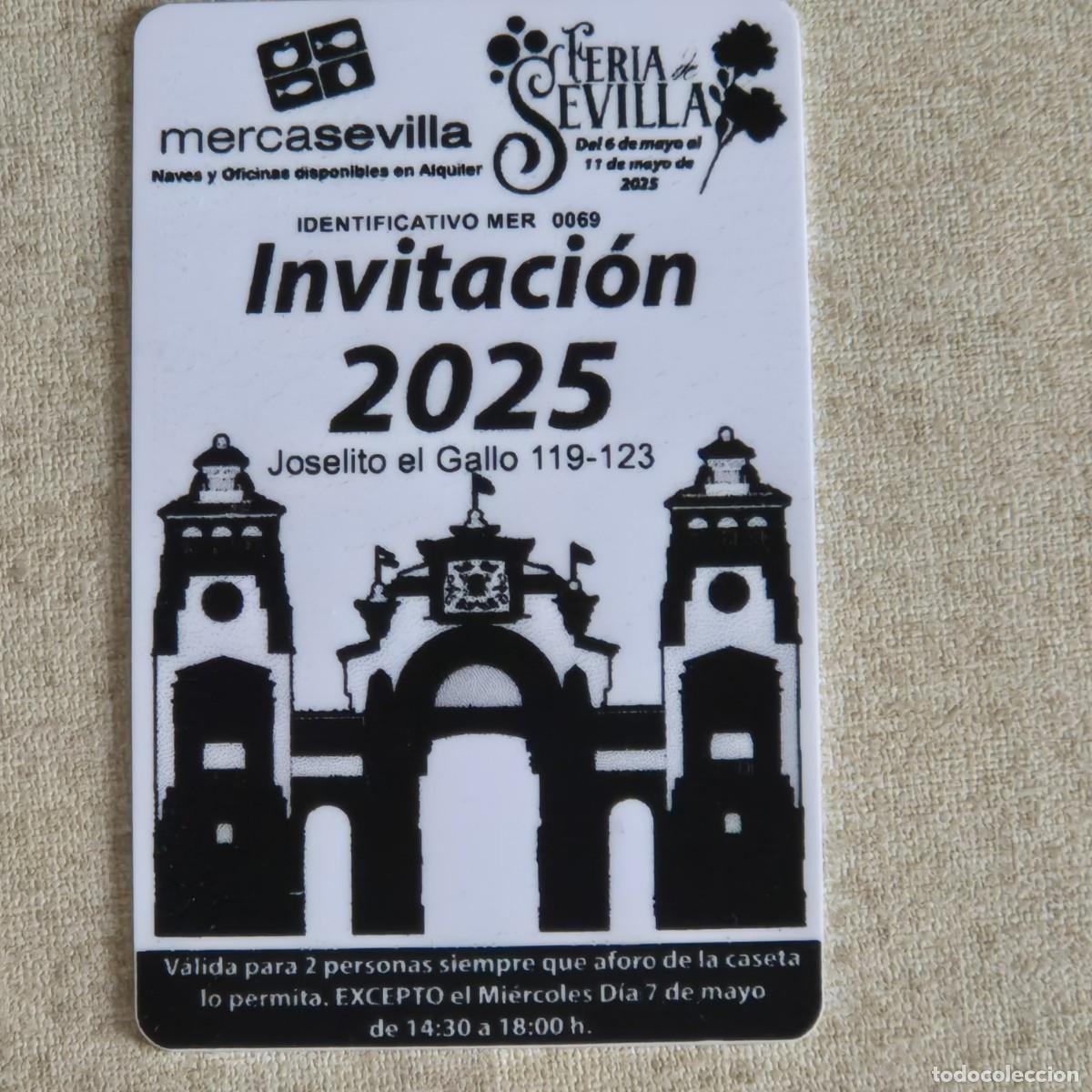 Otros Art&iacute;culos de Coleccionismo en Papel: TARJETA DE INVITACI&Oacute;N PARA PASE A CASETA DE MERCASEVILLA, FERIA DE ABRIL DE SEVILLA, A&Ntilde;O 2025