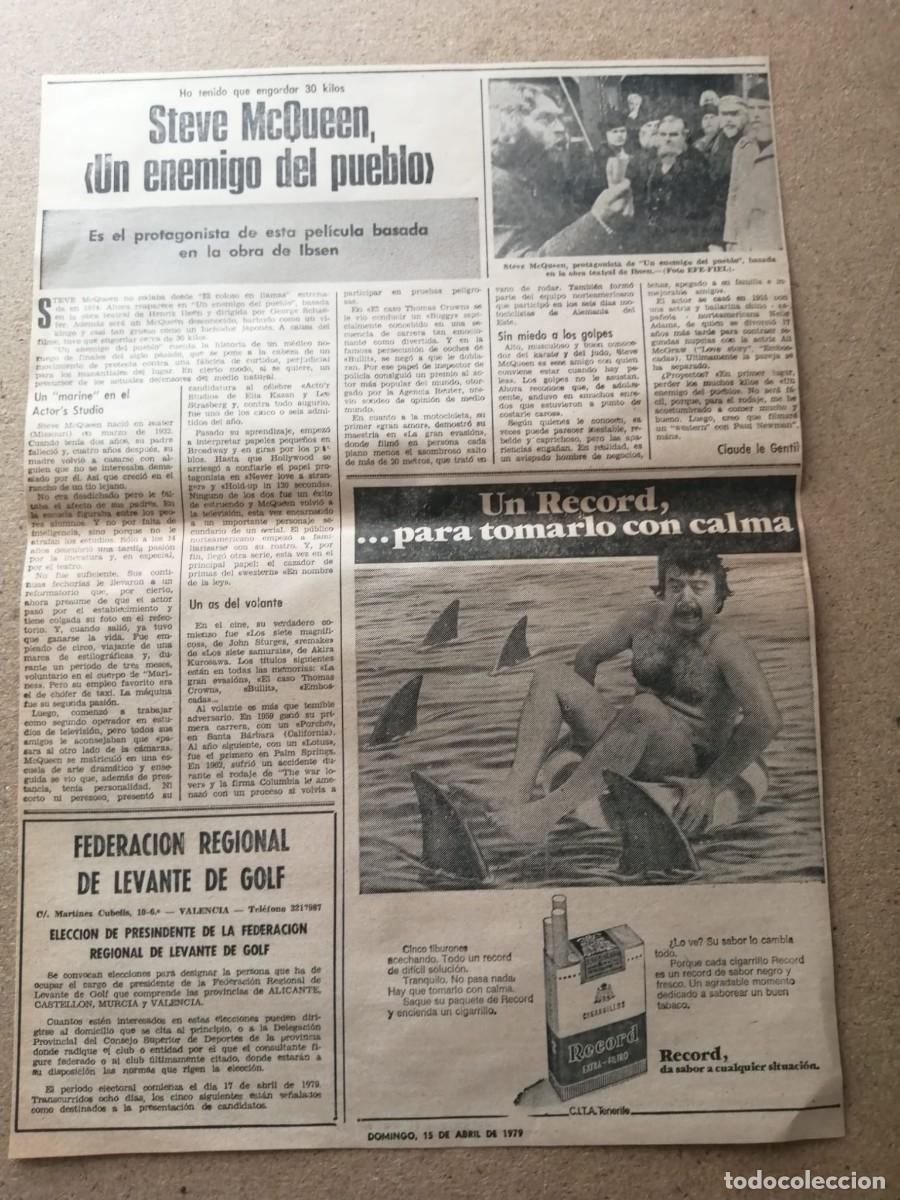 Otros Art&iacute;culos de Coleccionismo en Papel: REPORTAJE. STEVE McQUEEN, UN ENEMIGO DEL PUEBLO