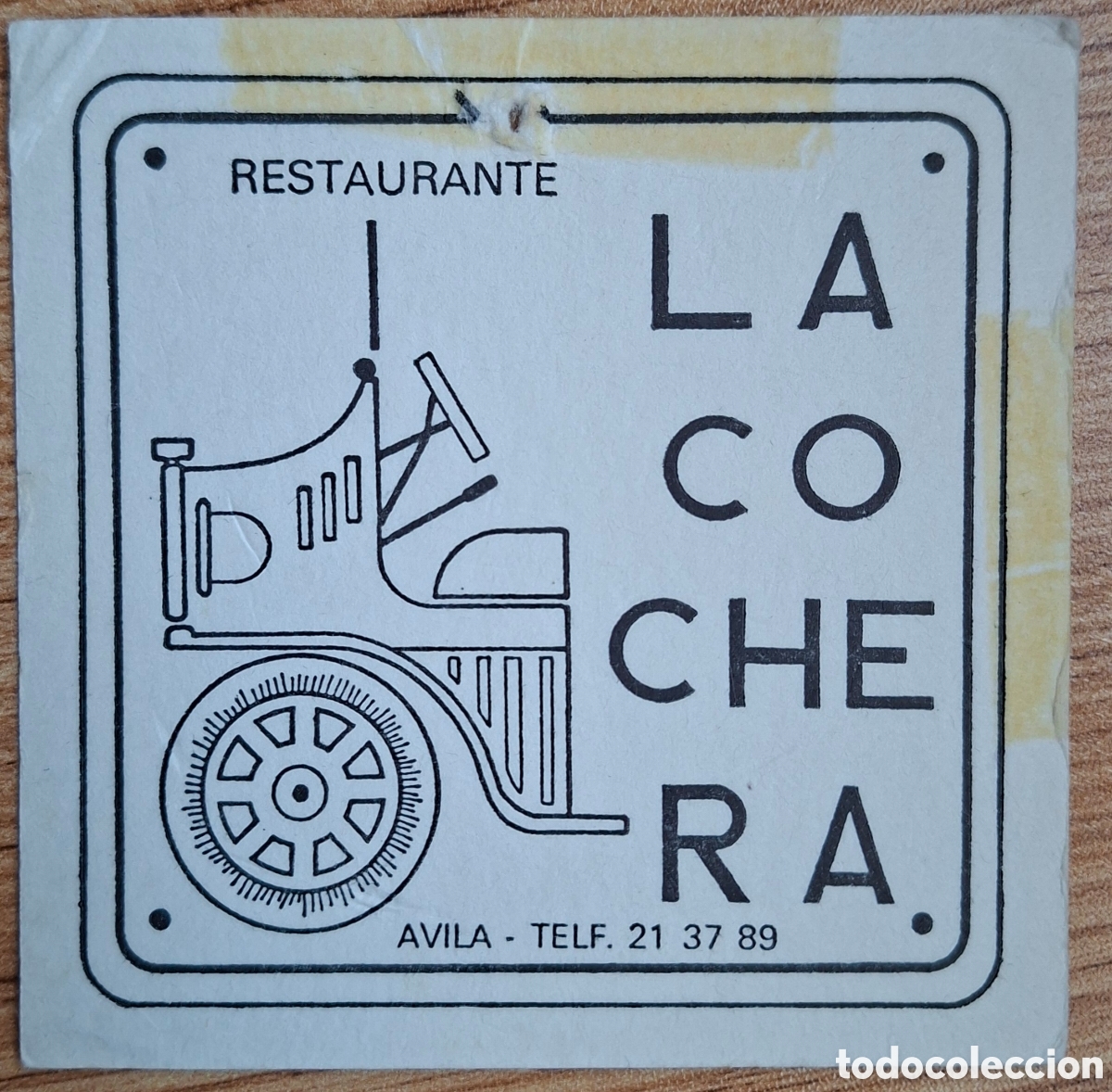 Otros Art&iacute;culos de Coleccionismo en Papel: Posavasos Restaurante La Cochera - &Aacute;vila