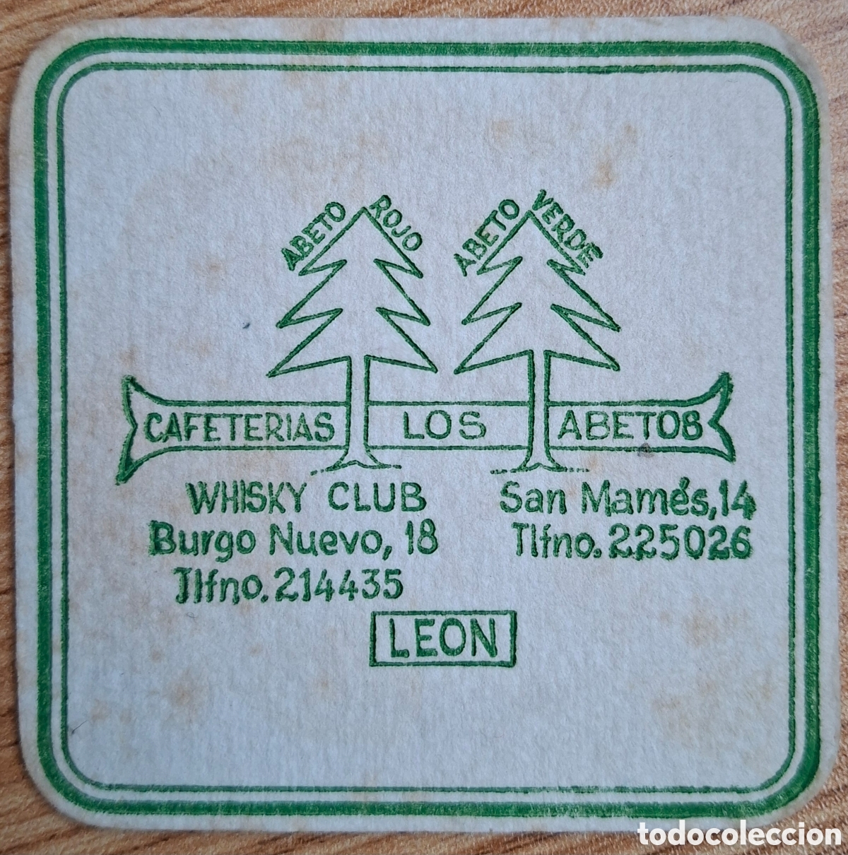 Otros Art&iacute;culos de Coleccionismo en Papel: Posavasos Cafeter&iacute;a Los Abetos - Le&oacute;n