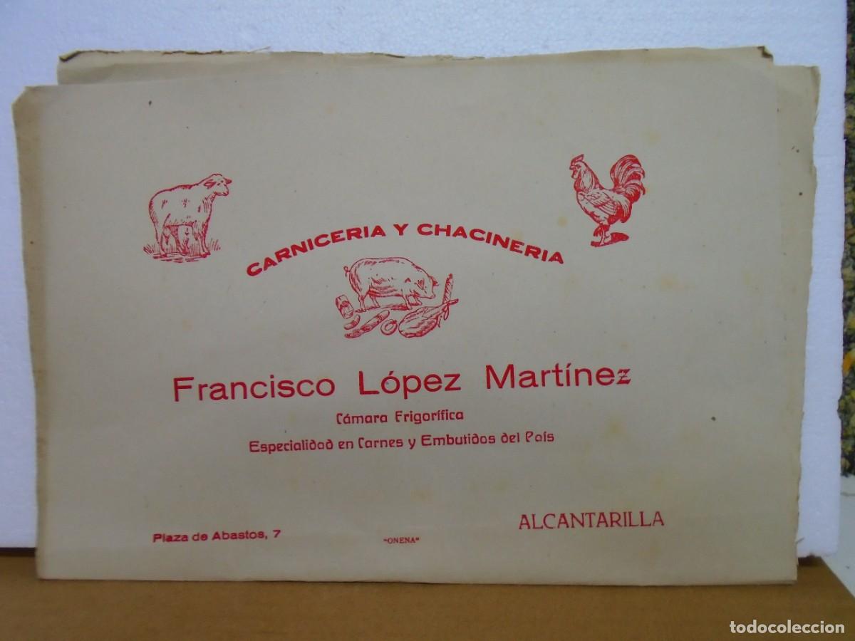 Otros Art&iacute;culos de Coleccionismo en Papel: ALCANTARILLA(MURCIA) CARNICERIA Y CHACINERIA , ANTIGUO PAPEL TIMBRADO.
