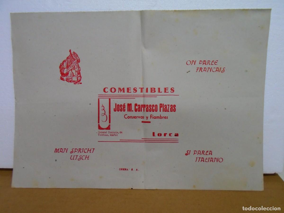 Otros Art&iacute;culos de Coleccionismo en Papel: LORCA(MURCIA)COMESTIBLES , ANTIGUO PAPEL TIMBRADO.