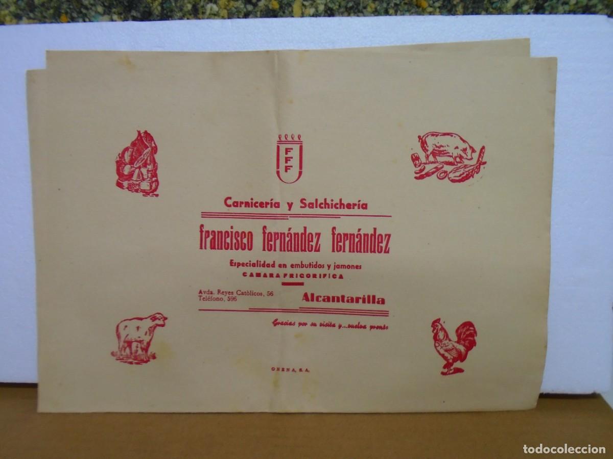 Otros Art&iacute;culos de Coleccionismo en Papel: ALCANTARILLA(MURCIA)CARNICERIA Y SALCHICHERIA , ANTIGUO PAPEL TIMBRADO.