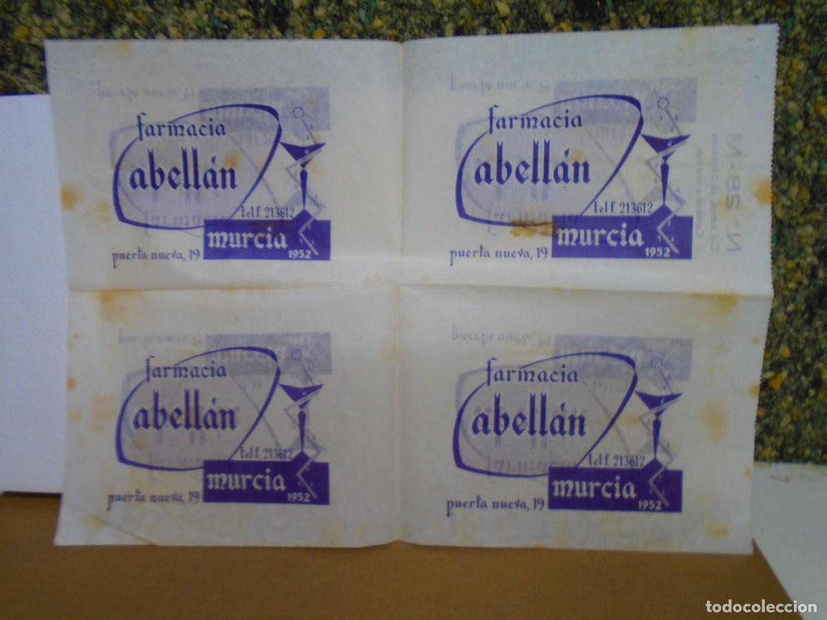 Otros Art&iacute;culos de Coleccionismo en Papel: MURCIA. FARMACIA ABELLAN , ANTIGUO PAPEL TIMBRADO.