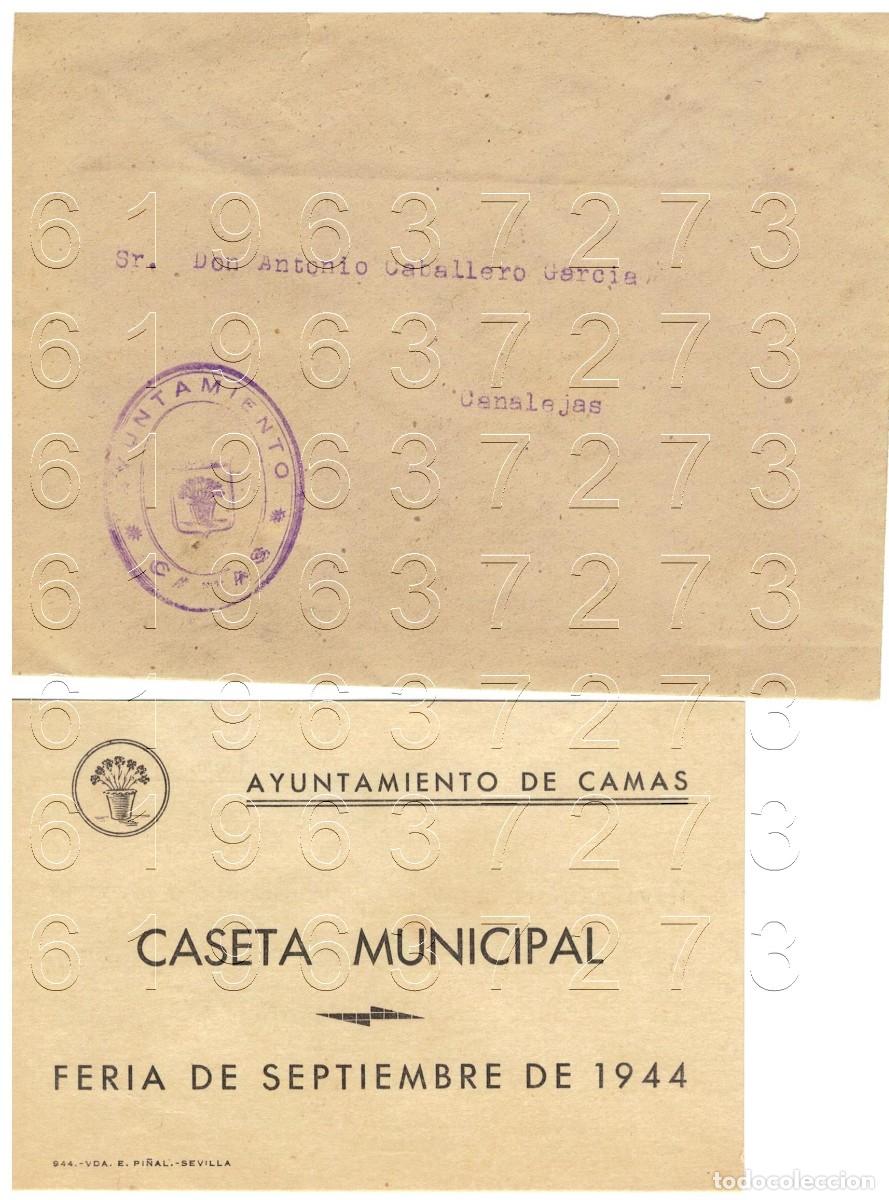 Otros Art&iacute;culos de Coleccionismo en Papel: CAMAS SEVILLA 1944 FERIA INVITACION CASETA Y SOBRE M16
