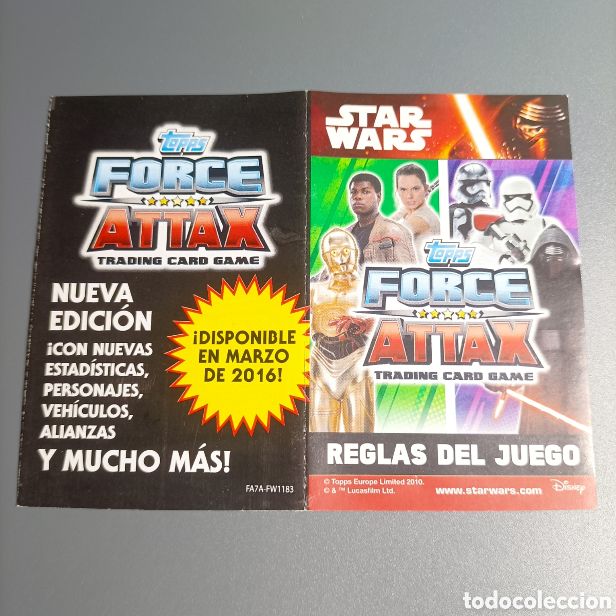 Otros Art&iacute;culos de Coleccionismo en Papel: STAR WARS. TOPPS FORCE ATTAX. REGLAS DEL JUEGO