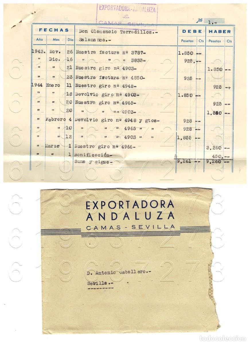 Otros Art&iacute;culos de Coleccionismo en Papel: CAMAS SEVILLA EXPORTADORA ANDALUZA SALAMANCA CLEMENCIO TERRADILLOS 1943 3 HOJAS Y SOBRE M16